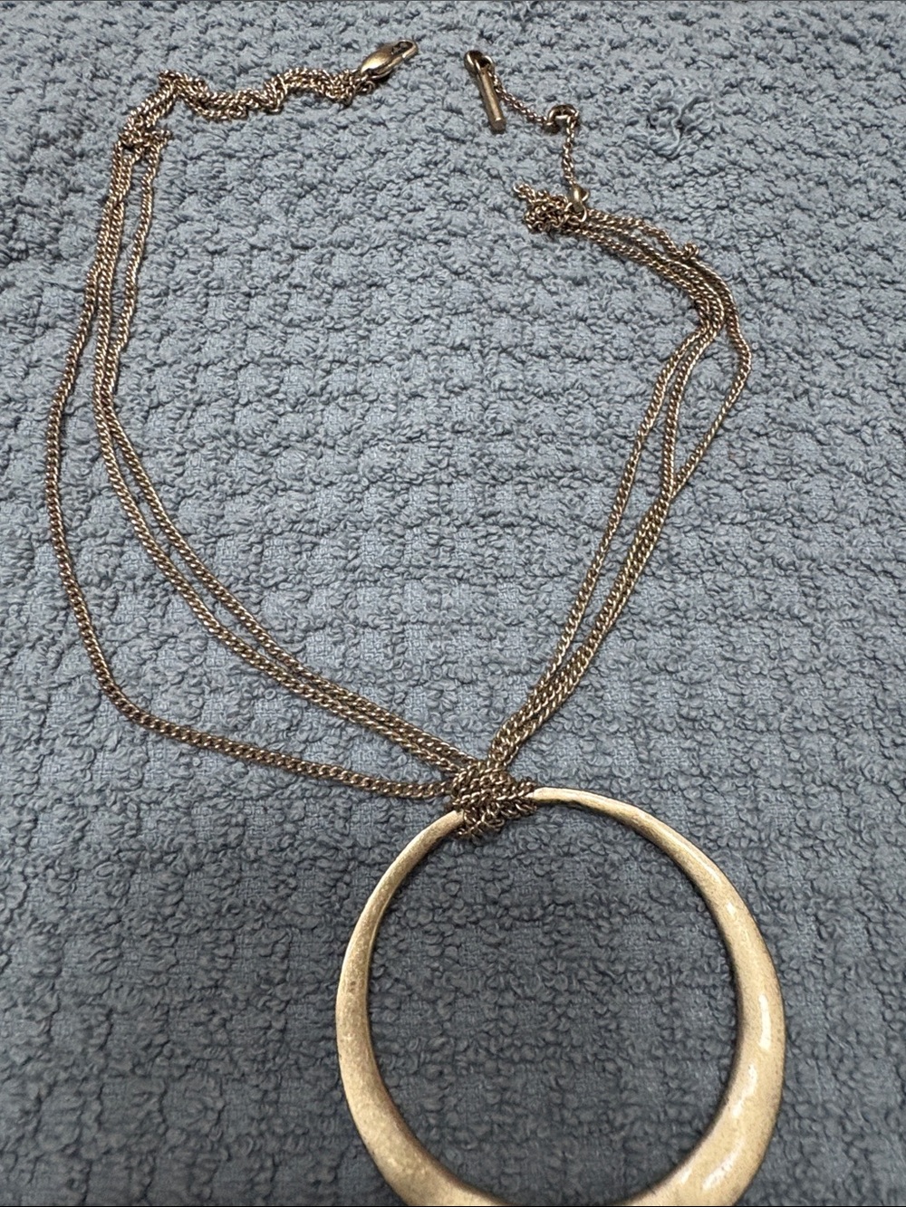 Layered Gold-Tone Hoop Pendant Necklace for Women